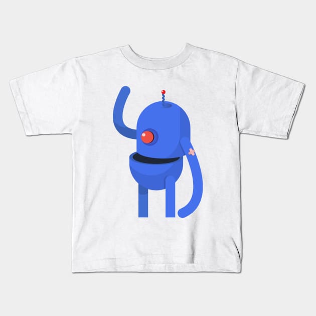 Blue Robot Kids T-Shirt by Gunes Ozcan